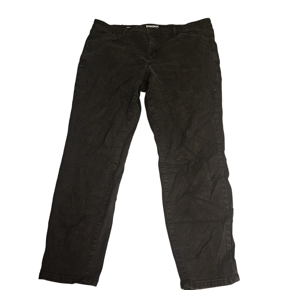Sonoma Jeans Womens 18W Black Skinny Stretch High Rise Denim Pants Classic Style